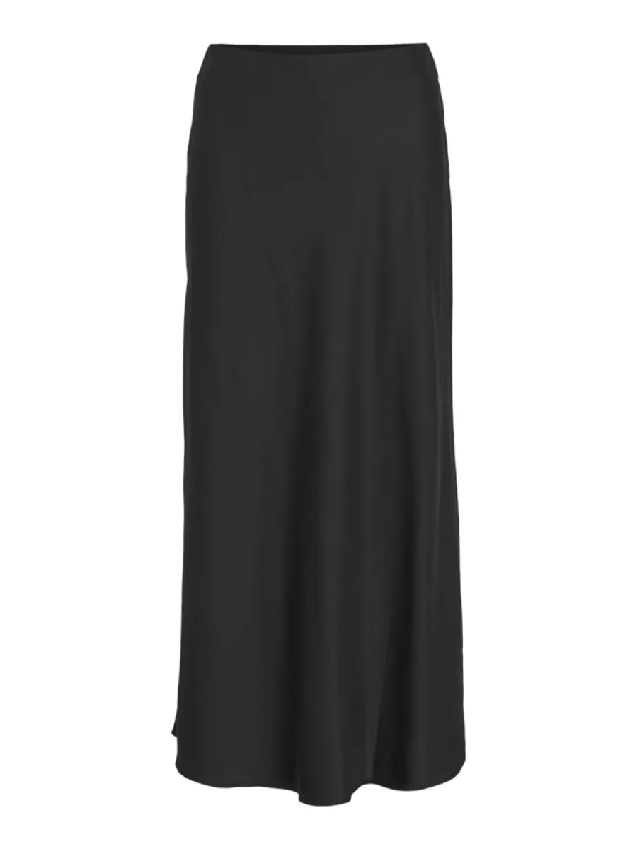 VILA-VIELLETTE HW LONG SKIRT - NOOS-14084182-Black-BLACK