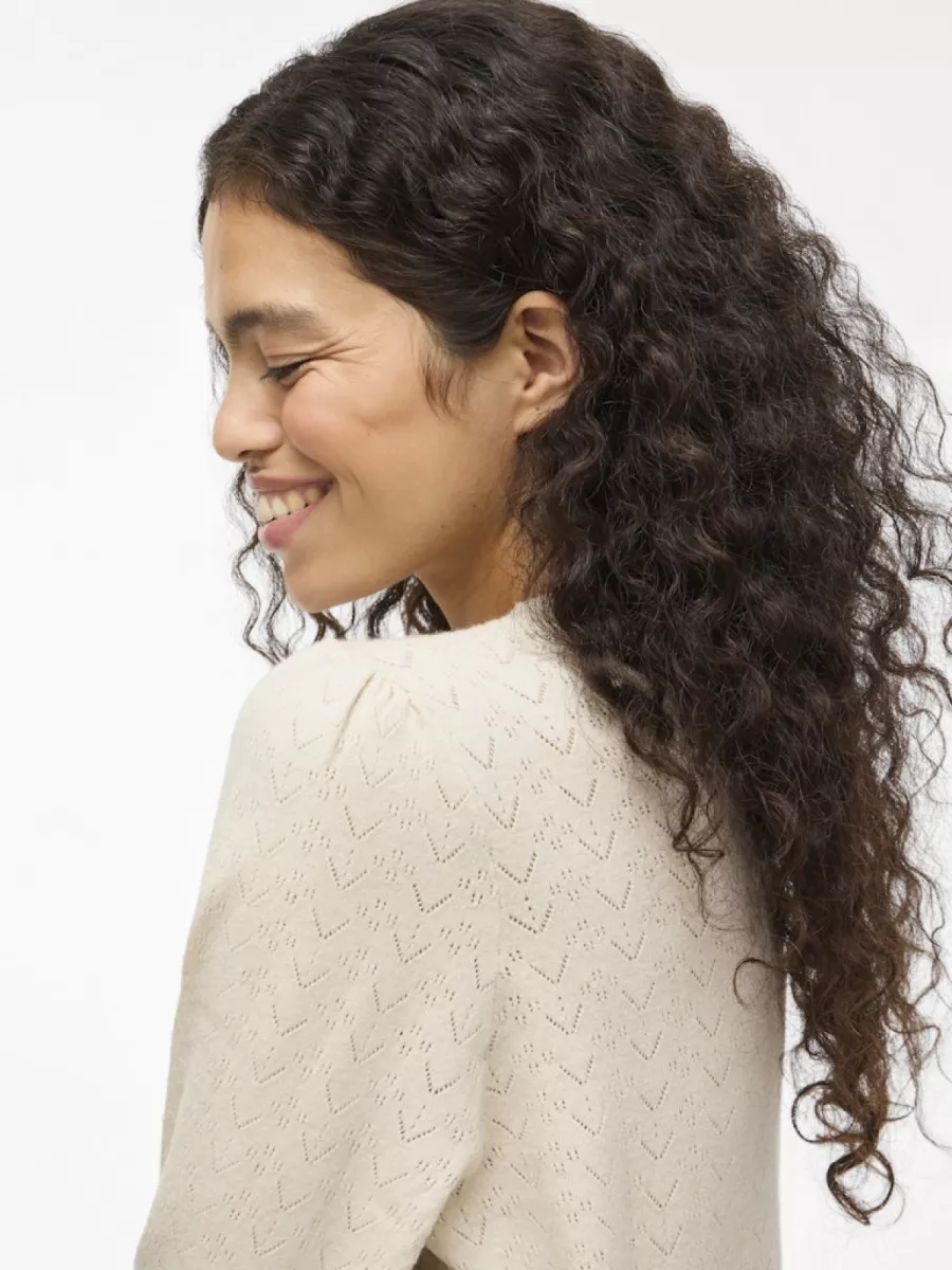VILA-VIEMI O-NECK L/S KNIT TOP/TES-14109653-Super Light Natural-NATUREL