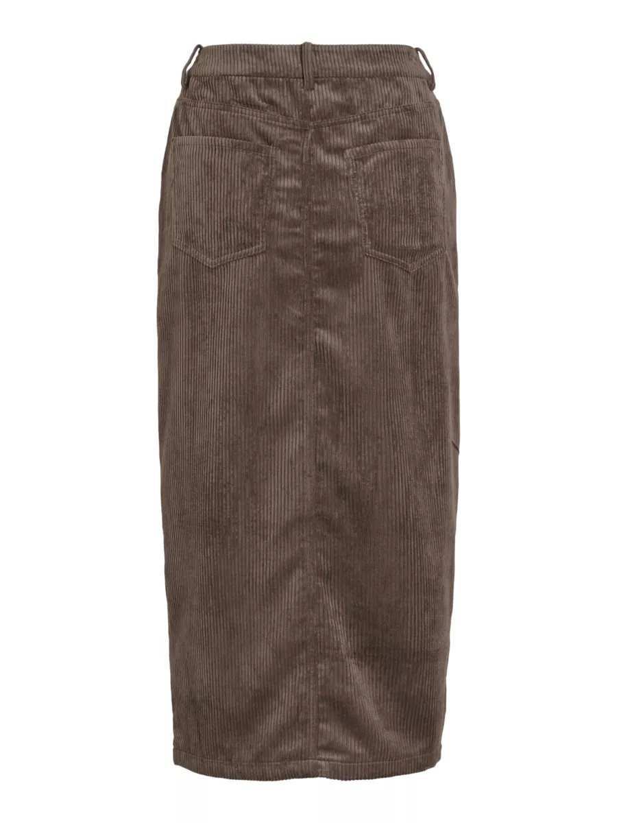 VILA-VIEMILY MIDI CORDUROY SKIRT/LC/1-14102702-Coffee Bean-CAFE