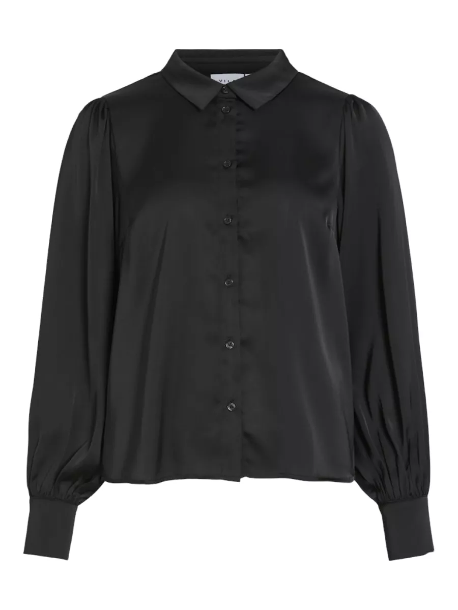 VILA-Vienna Ravenna L/S Balloon Shirt-14107462-Black Beauty-BLACK