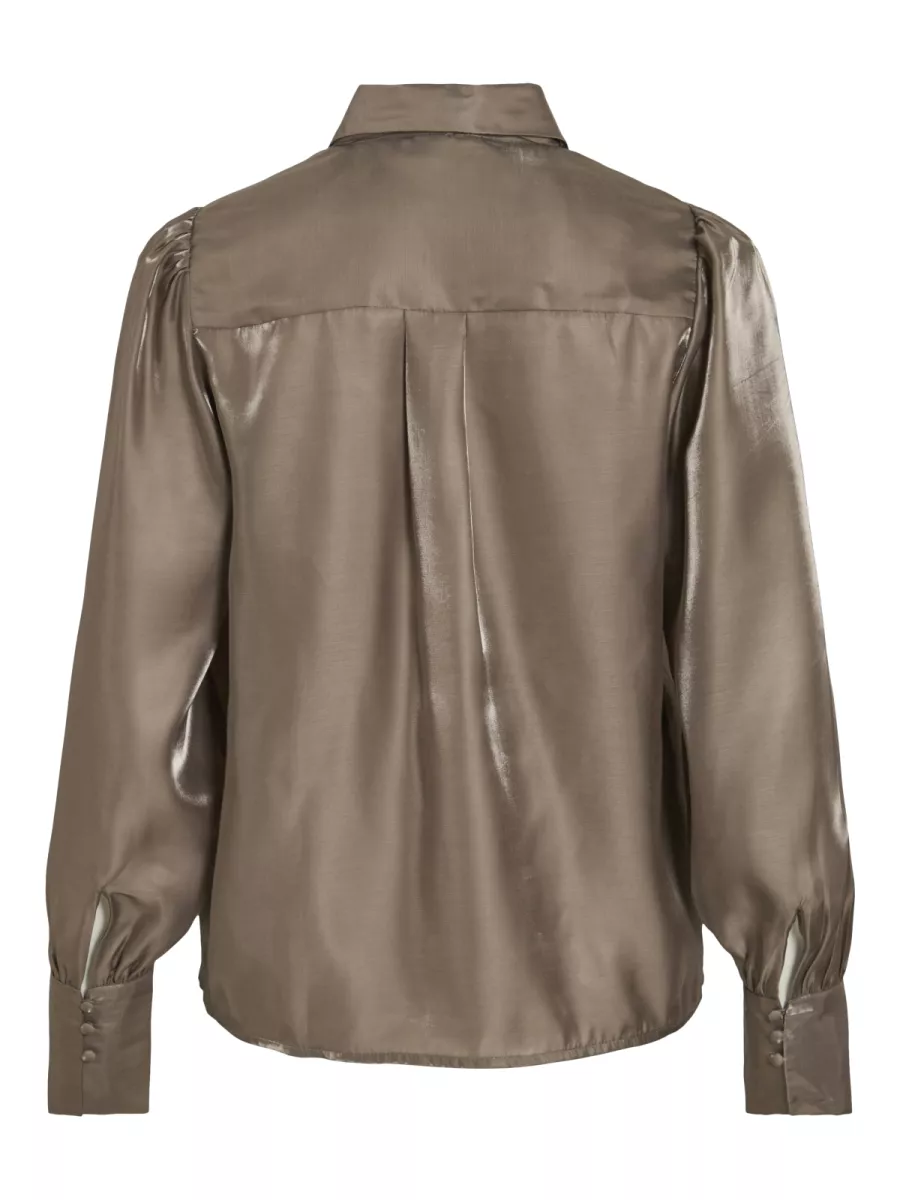 VILA-VIKLARINA NEW L/S BOW SHIRT/R/1-14102516-Falcon-DONKER GRIJS/GRAFIET