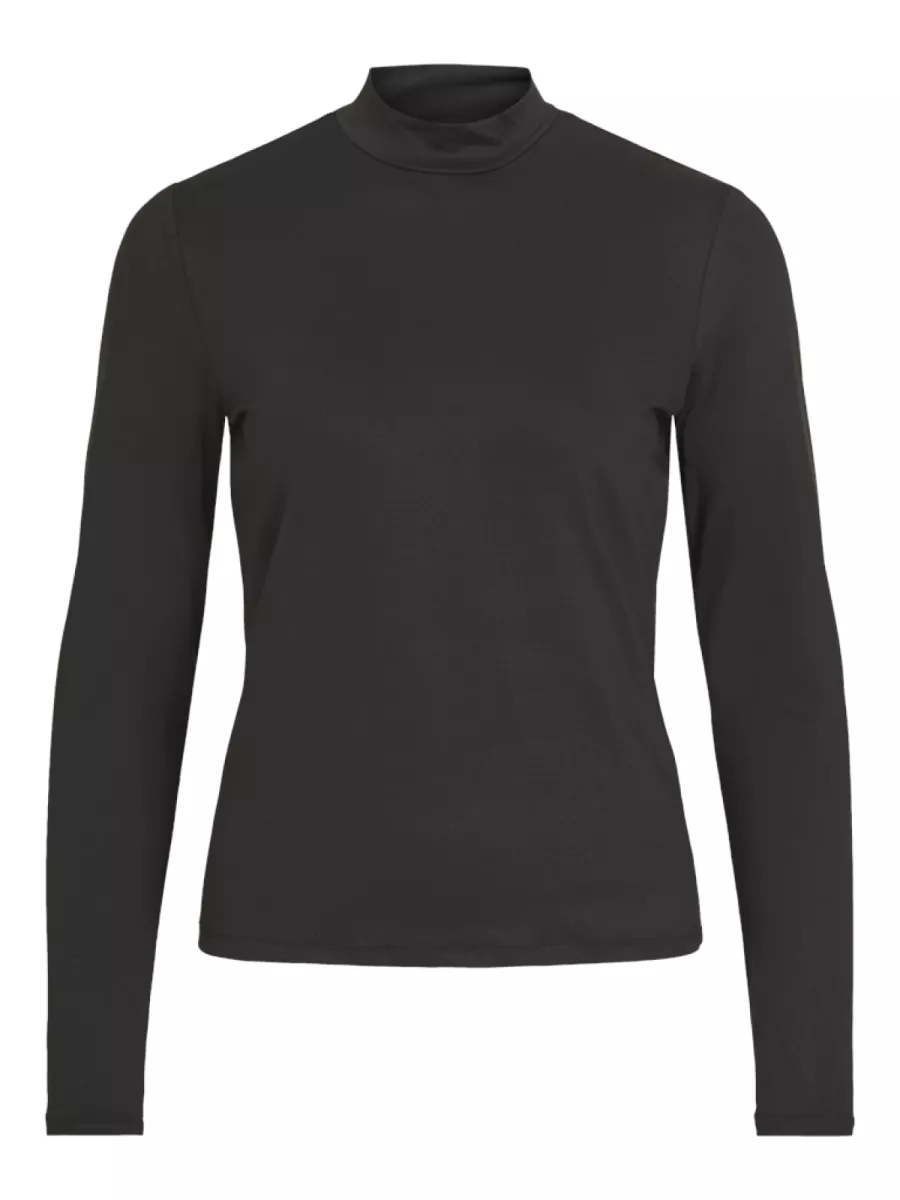 VILA-VILEOA L/S HIGH NECK TOP - NOOS-14066134-Black-BLACK