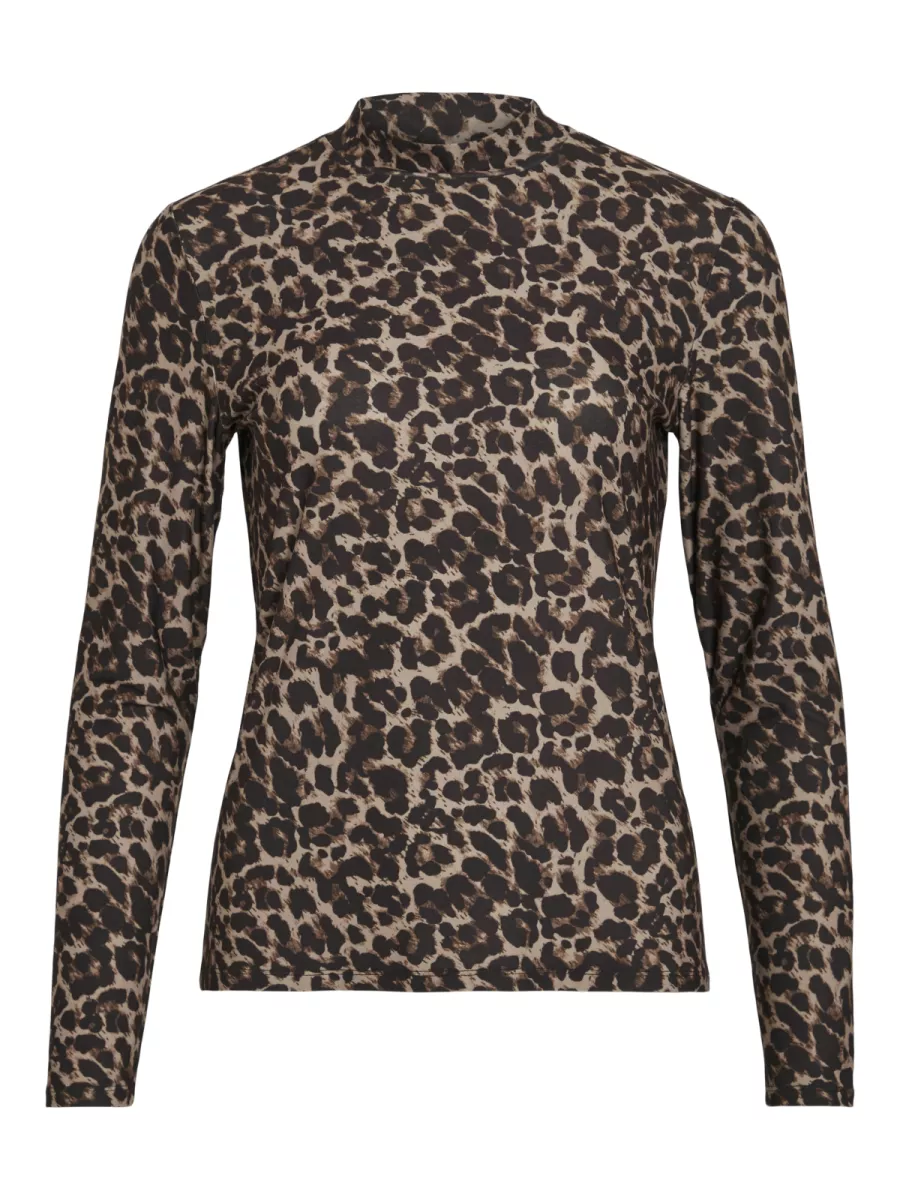 VILA-VILEOA L/S HIGH NECK TOP - NOOS-14066134-Nomad-BRUIN