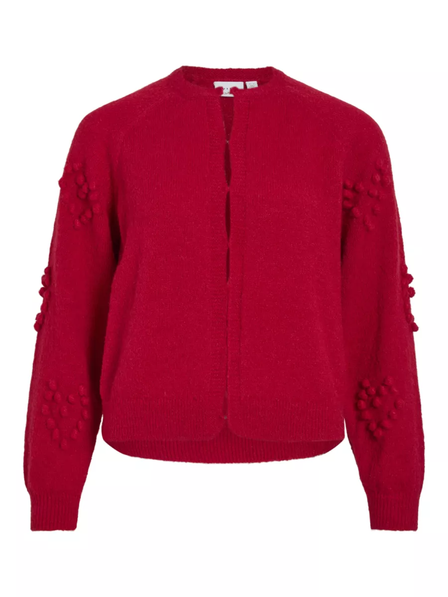 VILA-VIMERIT L/S O-NECK BUBBLE KNIT CARD-14112273-Jester Red-ROOD