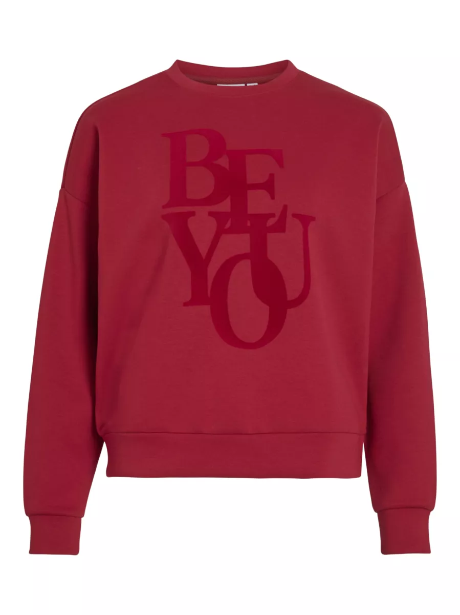 VILA-VIREFLECT BE YOU O-NECK L/S TOP-14110271-Jester Red-ROOD