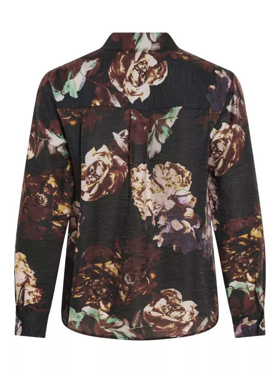VILA-VIROSANNA ROSI L/S LOOSE SHIRT-14110671-Black Beauty-BLACK
