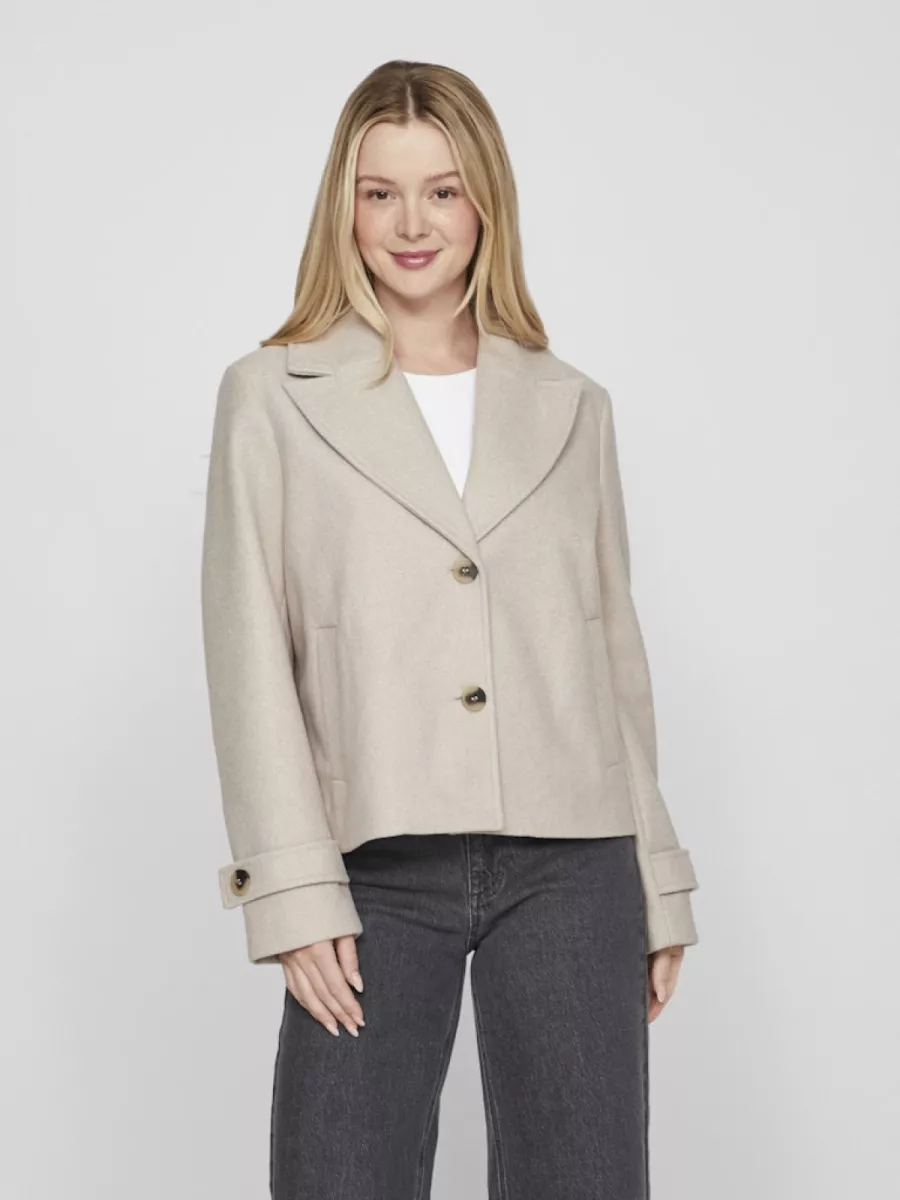 VILA-VISOLO L/S SHORT JACKET/TES-14099249-Naturel Melange-NATUREL