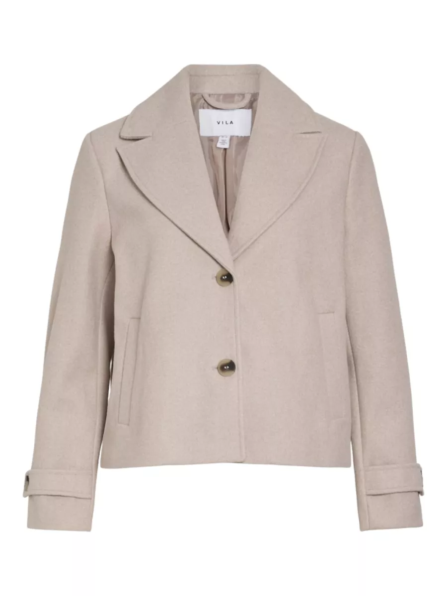 VILA-VISOLO L/S SHORT JACKET/TES-14099249-Naturel Melange-NATUREL