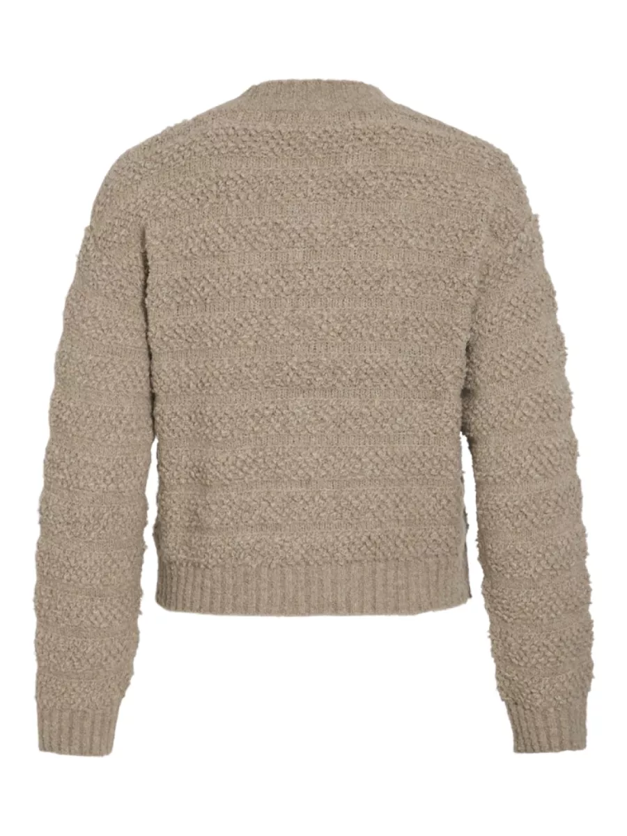 VILA-VITILLIA O-NECK L/S KNIT CARDIGAN-14108896-Natural Melange-NATUREL