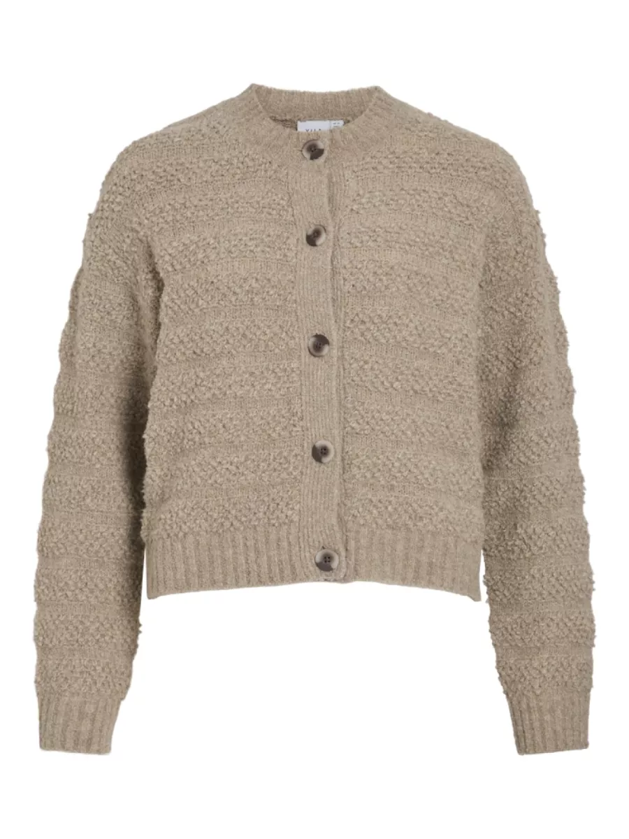 VILA-VITILLIA O-NECK L/S KNIT CARDIGAN-14108896-Natural Melange-NATUREL