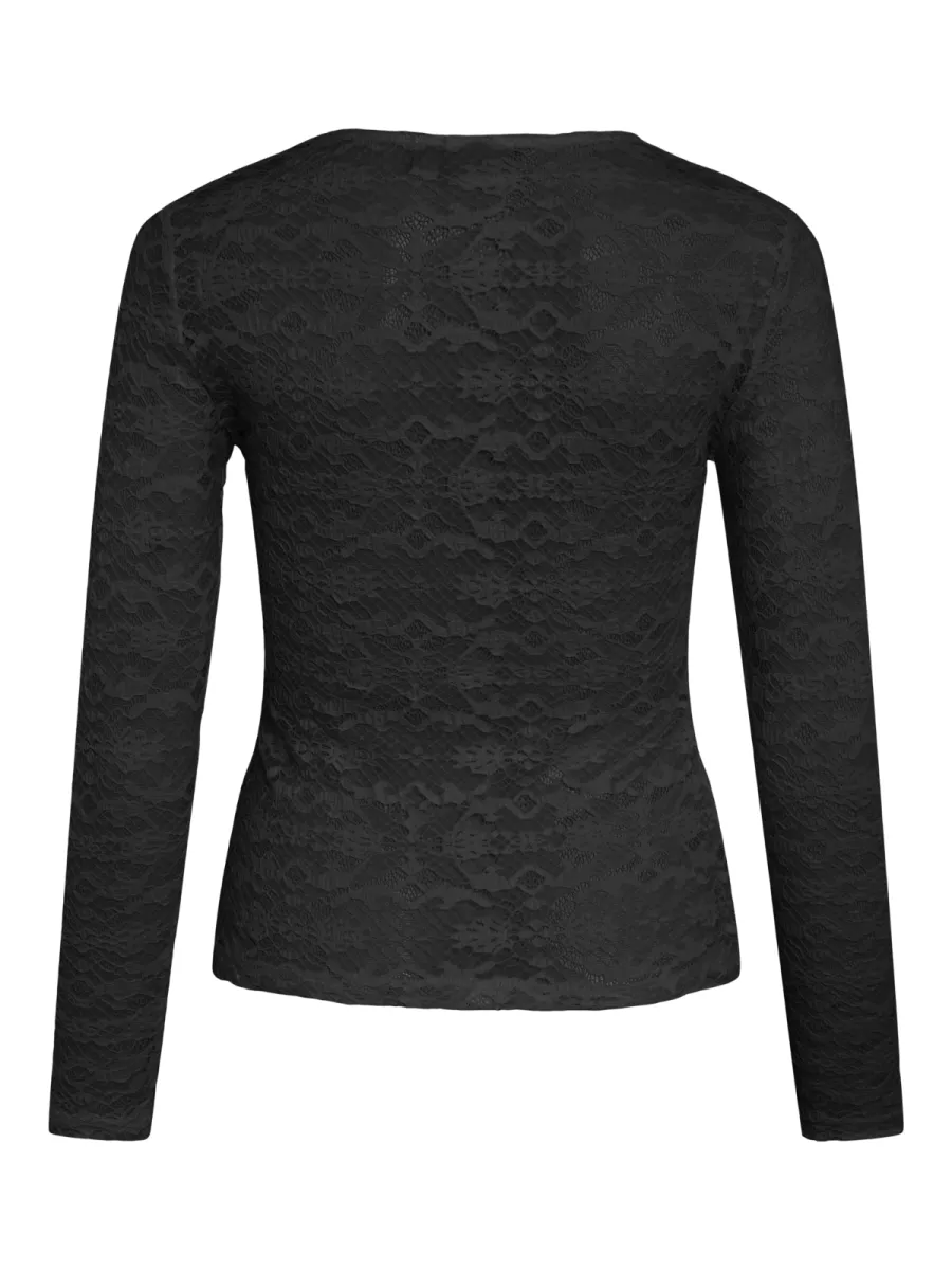 VILA-VIVELINA L/S LACE TOP/1-14112677-Black Beauty-BLACK