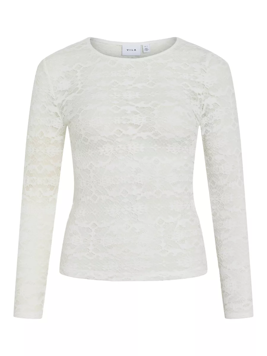 VILA-VIVELINA L/S LACE TOP/1-14112677-Snow White-ZWART COMBINATIES