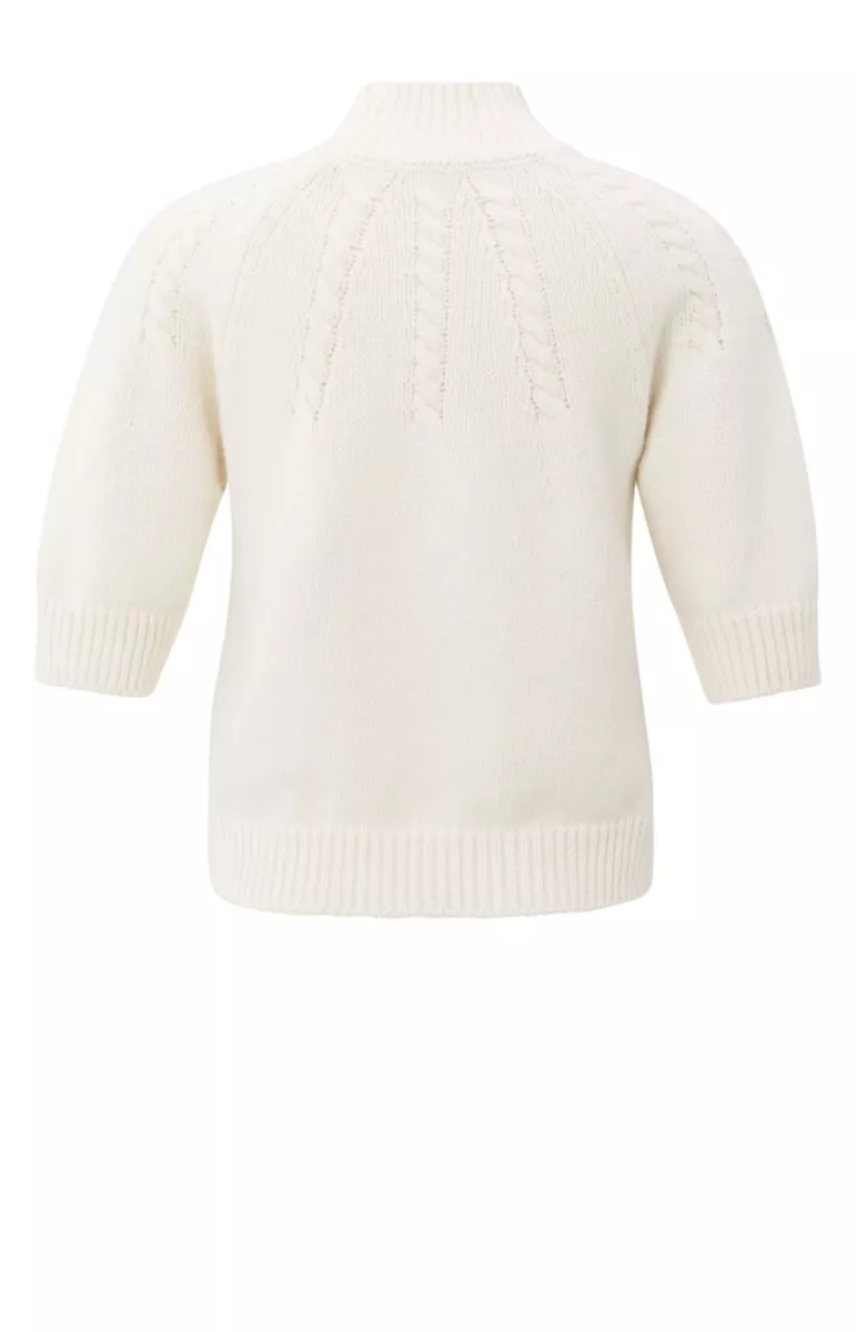 yaya-cable-sweater-short-sleeve-cotton-polyester-acrylic-wool-99015-01-000491-509-99015-off-white-4 YAYA-Cable sweater short sleeve; Cotton/Polyester/Acrylic/Wool; 99015-01-000491-509-99015-OFF WHITE