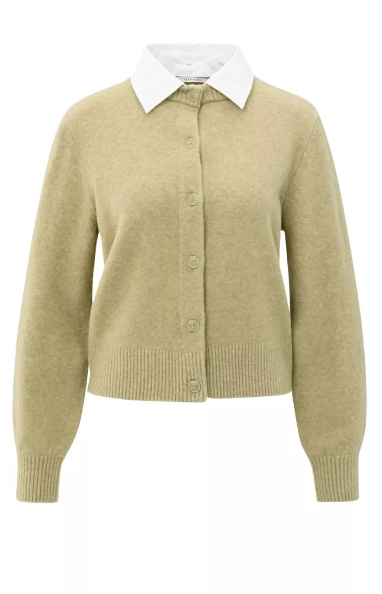 YAYA-Cardigan with detachable woven; Polyamide/Acrylic/Elastane/Wool; 50522-01-010117-509-50522-OLIJF
