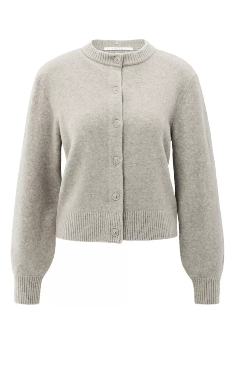 YAYA-Cardigan with detachable woven; Polyamide/Acrylic/Elastane/Wool; 99018-01-010117-509-99018-TAUPE