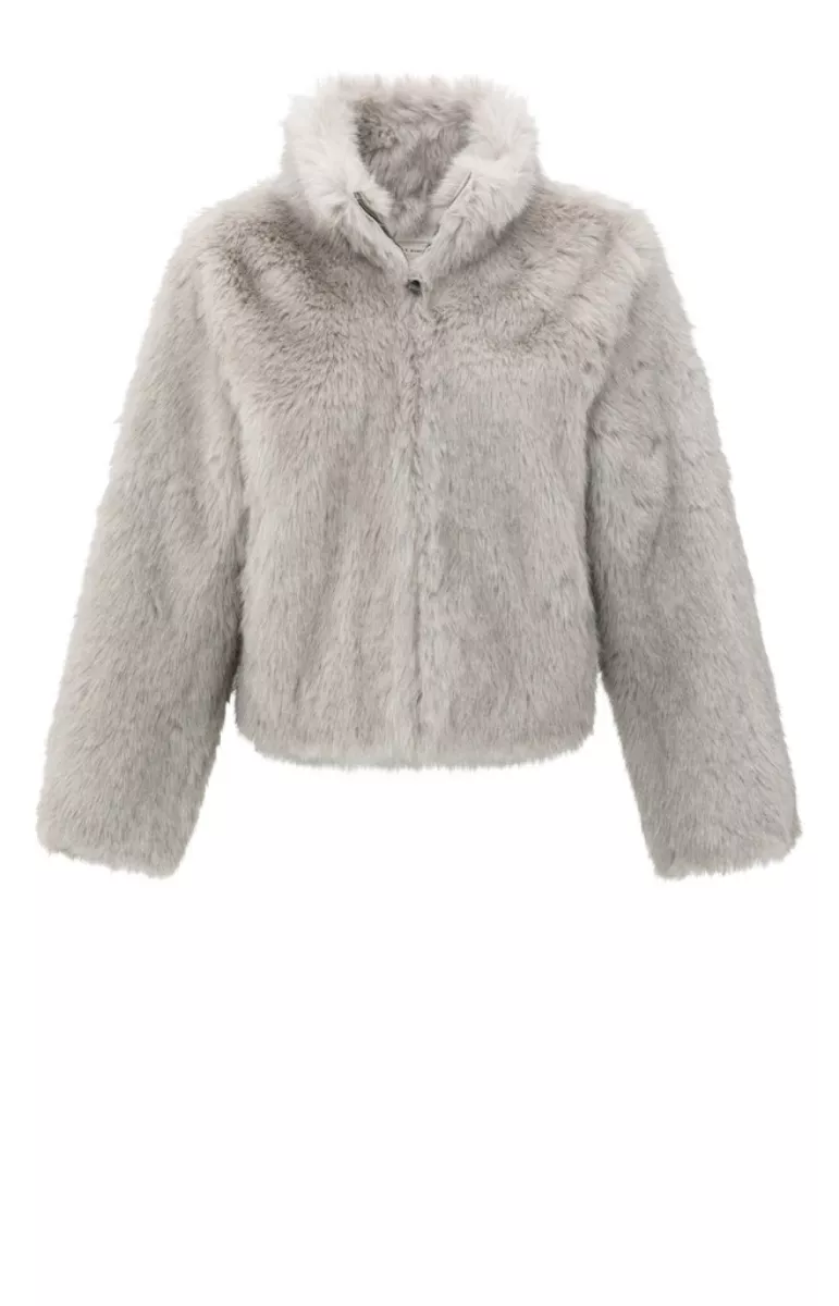 YAYA-Faux fur jacket; Polyester; 99001-02-001058-509-99001-LICHT-/PAREL GRIJS