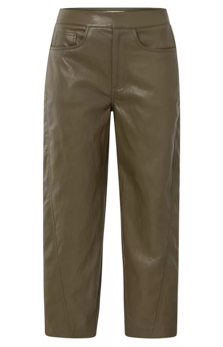 YAYA-Faux leather carrot fit trouse; Polyurethane; 80820-01-309221-509-80820-BRUIN