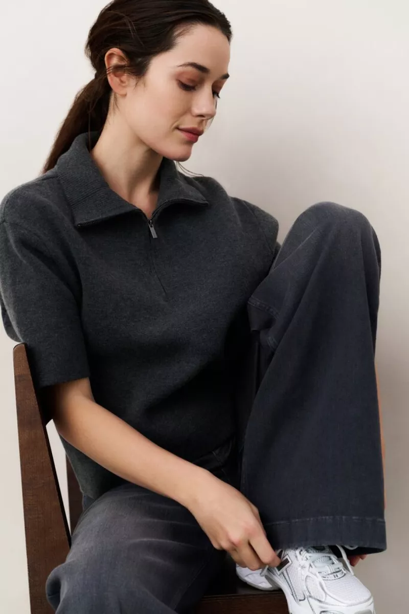YAYA-Hw loose wide denim - L34; Cotton/Polyester/Elastane-01-311109-509-01113-GRIJS COMBINATIES