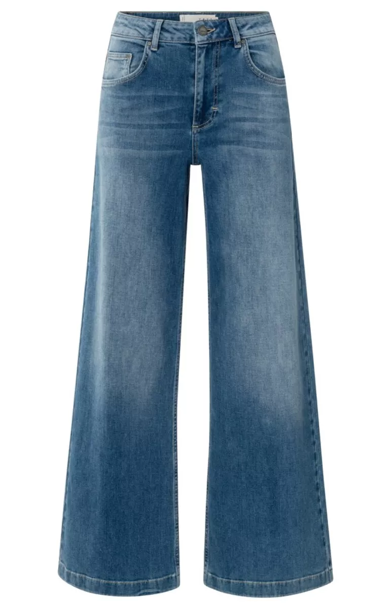 YAYA-Hw loose wide denim - L34; Cotton/Polyester/Elastane; 01111-01-311109-509-01111-BLUE