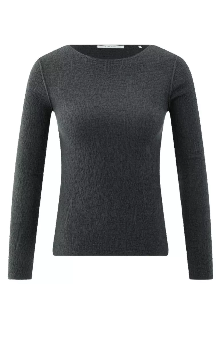 YAYA-Light structured knitted top; Cotton/Polyamide/Cashmere; 90205-01-000371-508-90205-BLACK