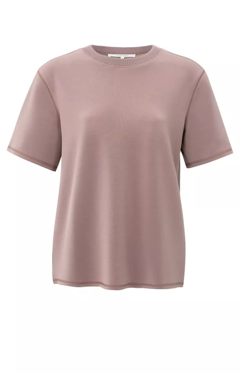 YAYA-Short sleeve sweatshirt with k; Modal/Polyester/Elastane; 99016-01-109097-509-99016-PINK