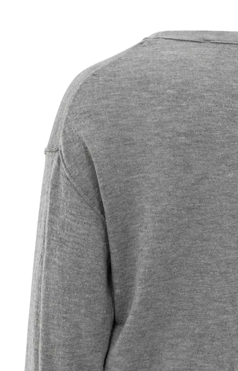 YAYA-Trui met textuur en ronde hals; Wool/Acrylic/Polyamide-01-000487-508-99022-GRIJS
