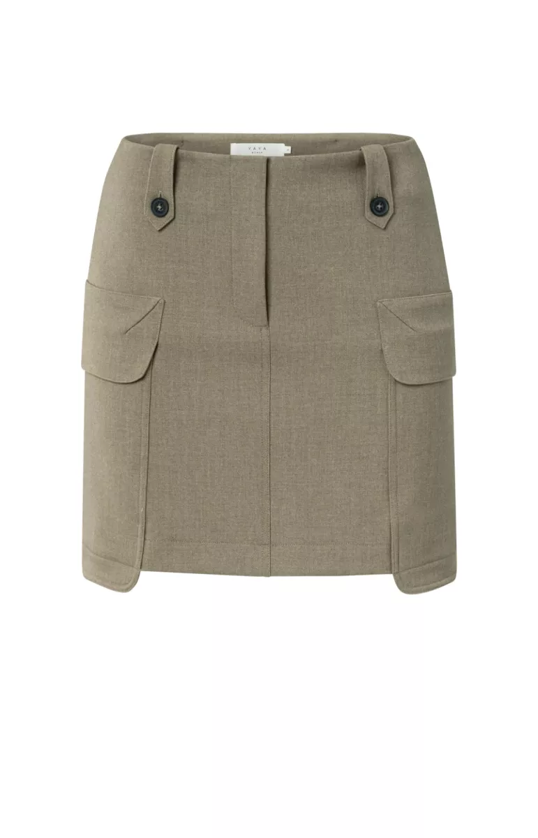 YAYA-Woven mini cargo skirt; Polyester/Viscose/Lyocell/Elastane/; 99008-01-401079-509-99008-GRIJS MELEE