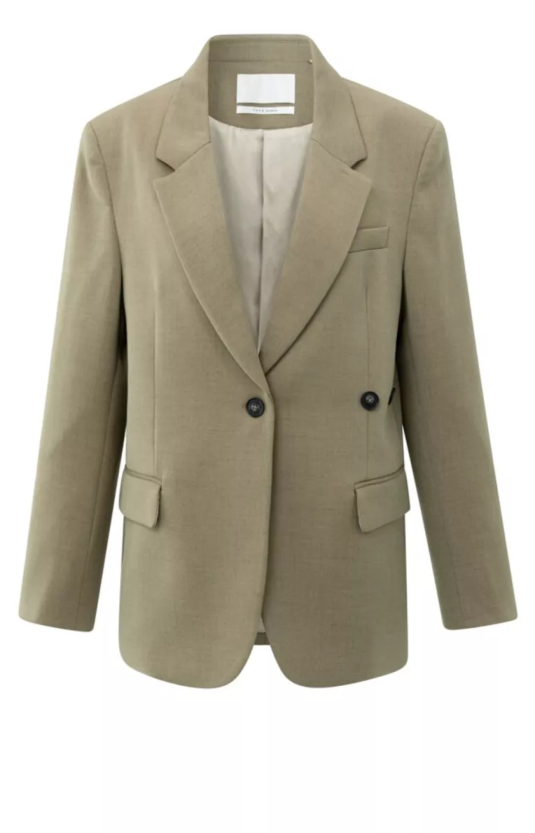YAYA-Woven oversized blazer with fa; Polyester/Rayon Silk/Lyocell/Wool/E; 99008-01-501070-509-99008-GRIJS MELEE