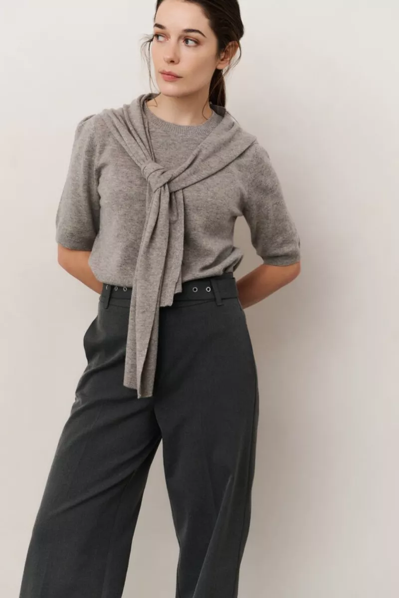 YAYA-Woven wide leg trousers with; Polyester/Viscose/Elastane; 99020-01-301212-509-99020-ANTRACIET