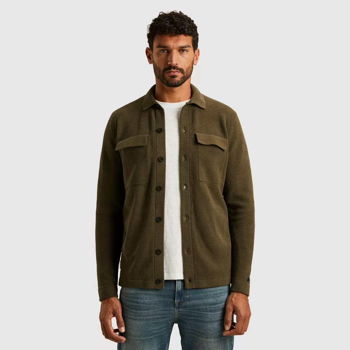 CAST IRON-Button jacket soft blend-CKC2509342-6444 Crocodile-GROEN