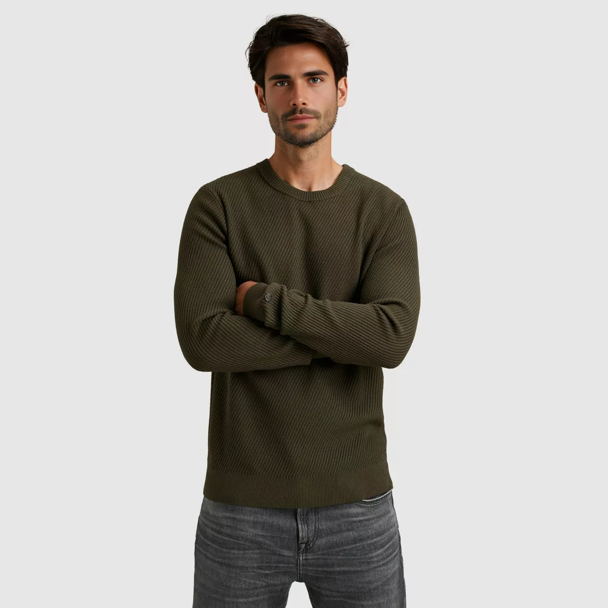 CAST IRON-Crewneck soft blend-CKW2510340-6513 Kambaba-GROEN