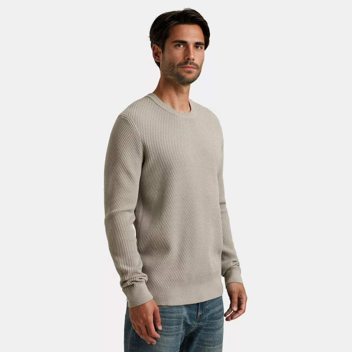 CAST IRON-Crewneck soft blend-CKW2510340-9031 Drizzle-BLAUW