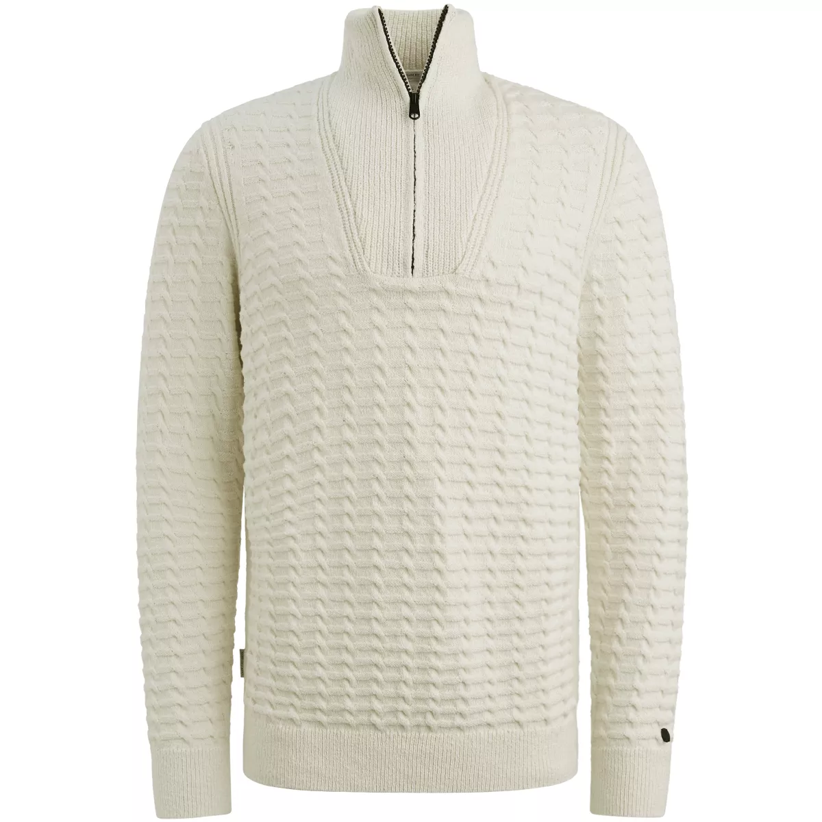 CAST IRON-Half zip collar cotton boucle-CKW2510354-9001 Vaporous gray-GRIJS