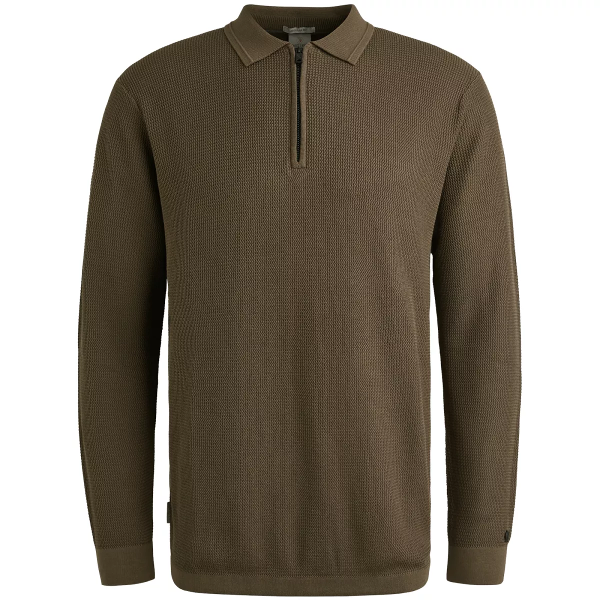 CAST IRON-Long sleeve polo cotton modal-CPS2509822-6444 Crocodile-GROEN