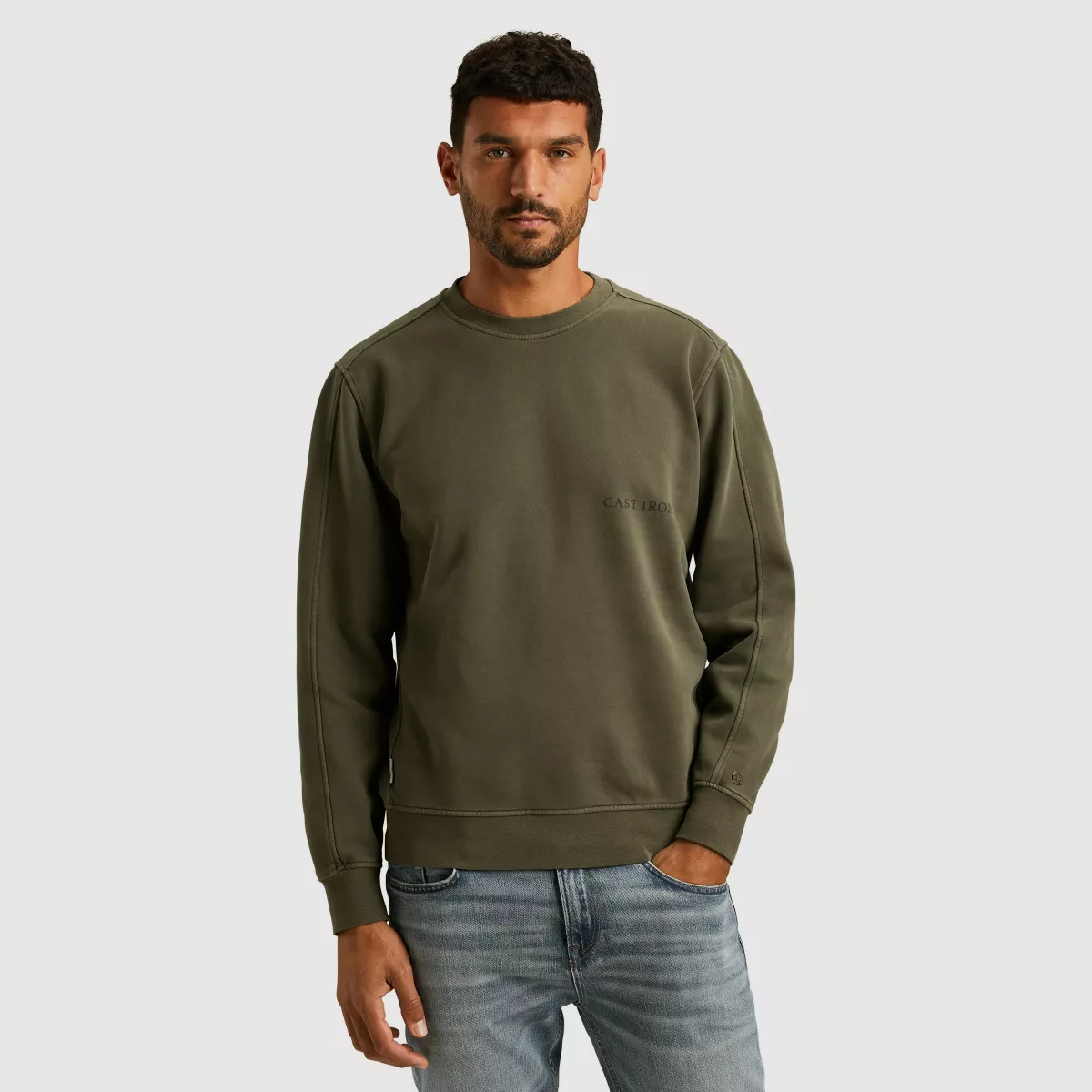 CAST IRON-Long sleeve r-neck relaxed fit swe-CSW2510445-6513 Kambaba-GROEN