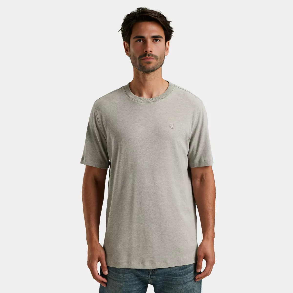 CAST IRON-Short sleeve r-neck regular fit in-CTSS2510571-921 Light grey melee-GRIJS