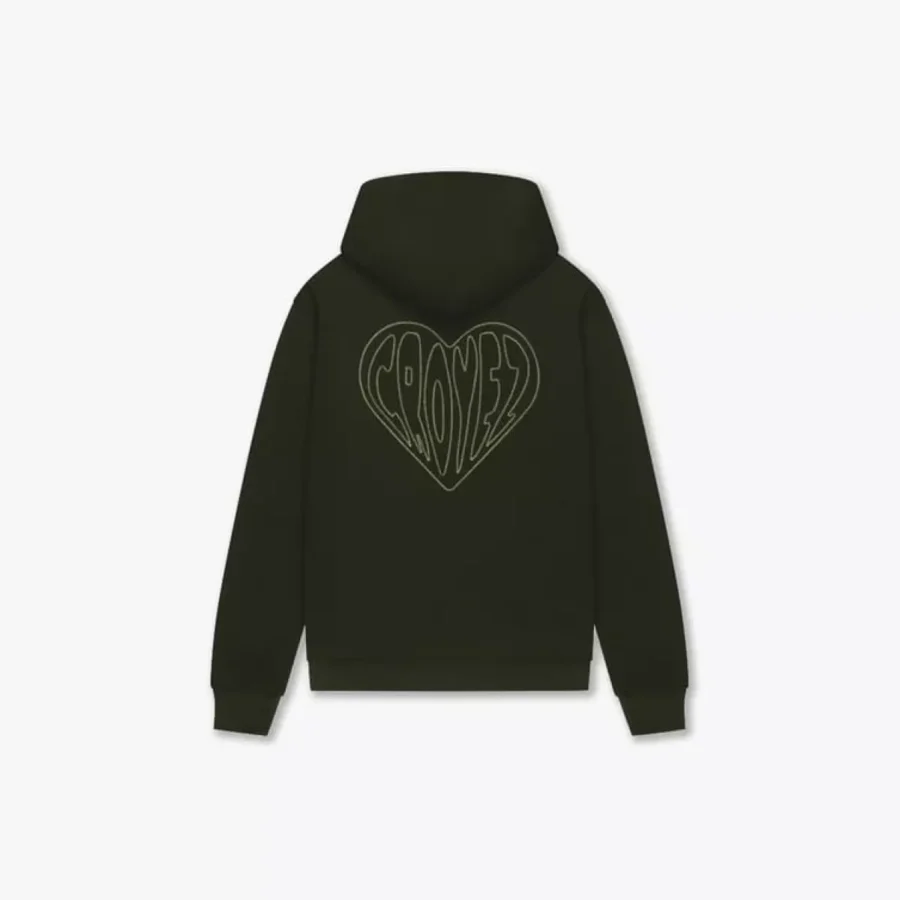Croyez-Stitched heart hoodie-CR2-FW25-19-2402 Dark green-DONKER GROEN