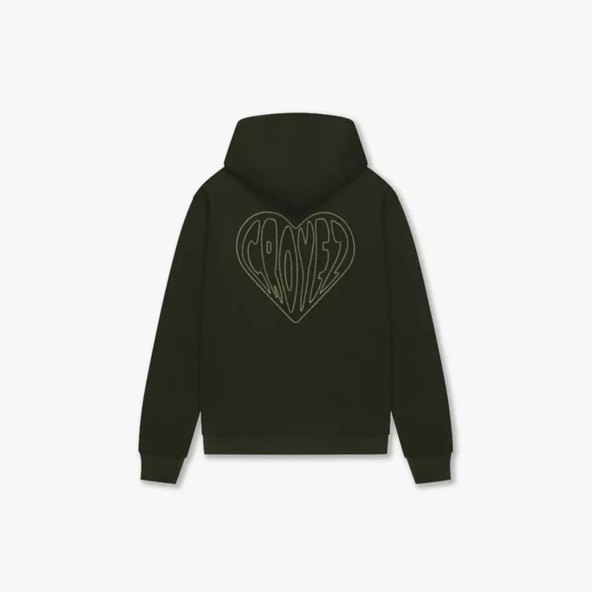 Croyez-Stitched heart hoodie-CR2-FW25-19-2402 Dark green-DONKER GROEN