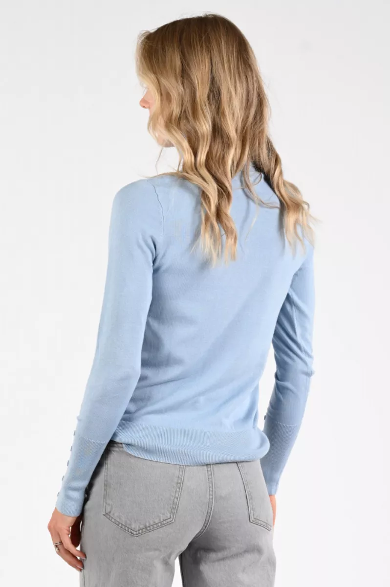 EMOTIONS-Pull rollneck ls with buttons-225002-900 Ice blue-ICE BLUE
