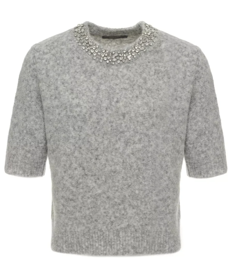 EMOTIONS-Pullover ss with strass-225118-211 Grey melange-GRIJS