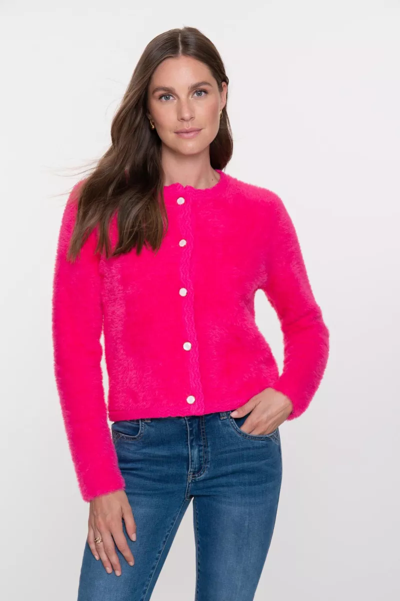 GEISHA-Cardigan hairy-54807-10-420 pink-PINK