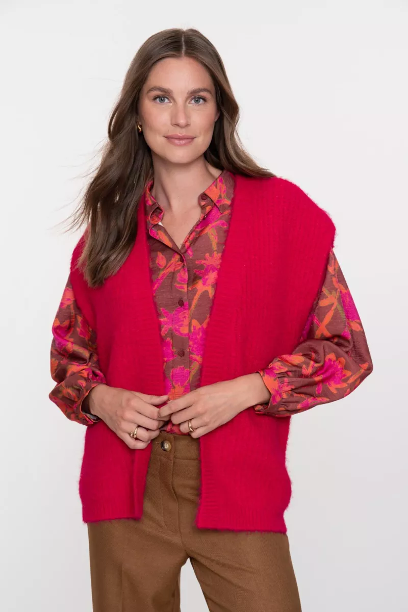 GEISHA-Gilet hairy-54830-29-445 fuchsia-FUCHSIA