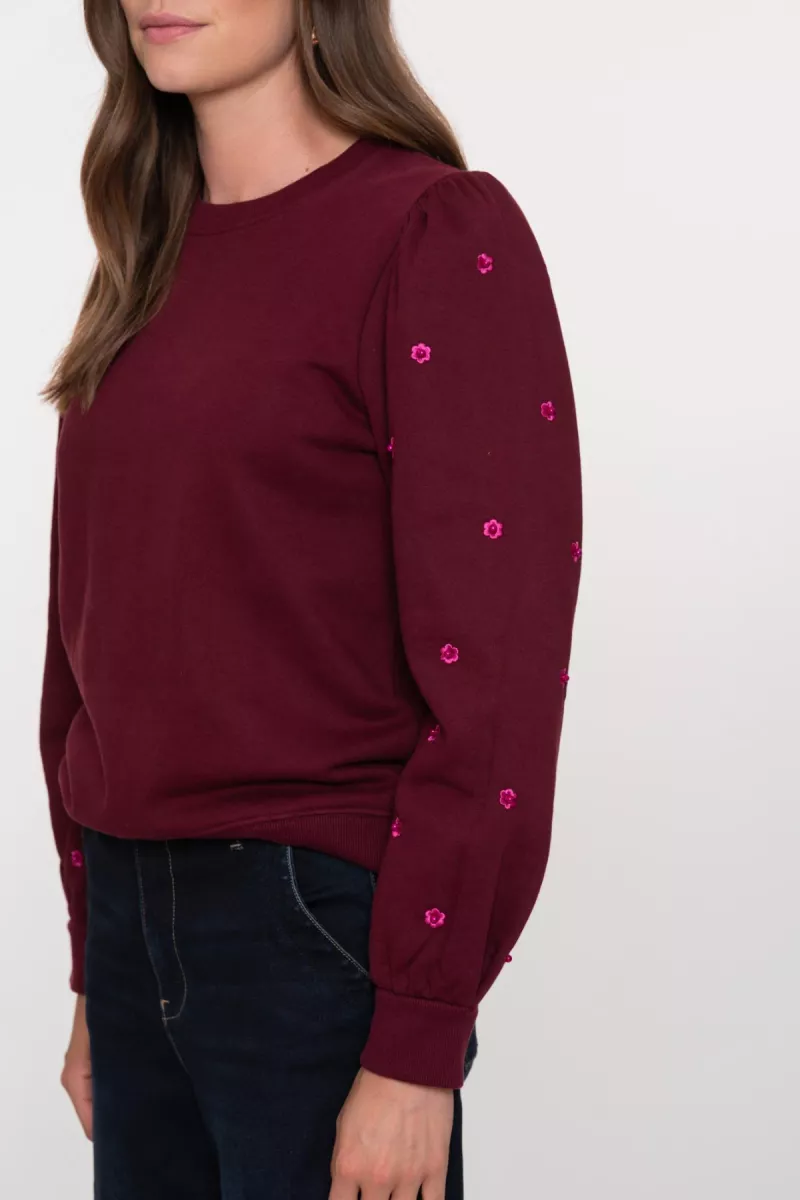 GEISHA-Sweater with pearls-52870-21-485 port/pink-BORDEAUX