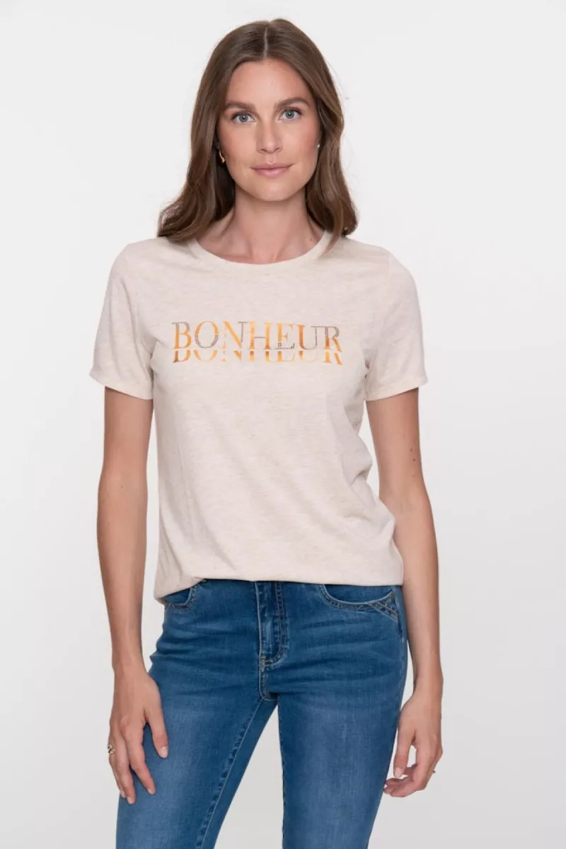 GEISHA-T-shirt bonheur-52831-41-715 beige melange-CREME