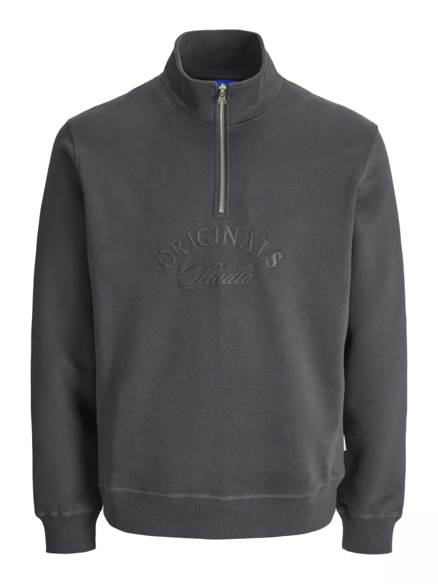 JACK & JONES-JORBLEECKER BRANDING SWEAT HIGH NEC-12285802-Asphalt-GRIJS