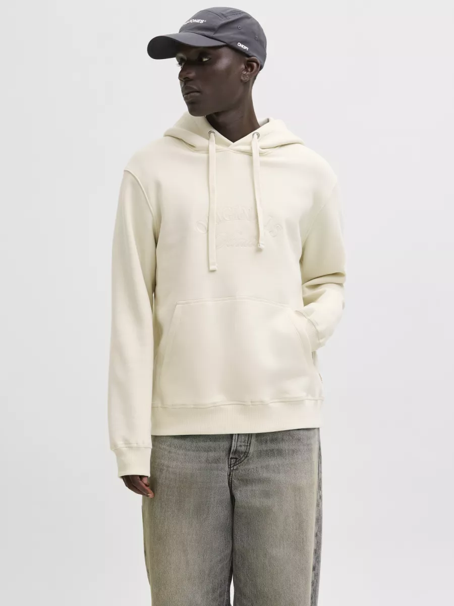 JACK & JONES-JORBLEECKER BRANDING SWEAT HOOD BF-12285796-Antique white-OFF WHITE