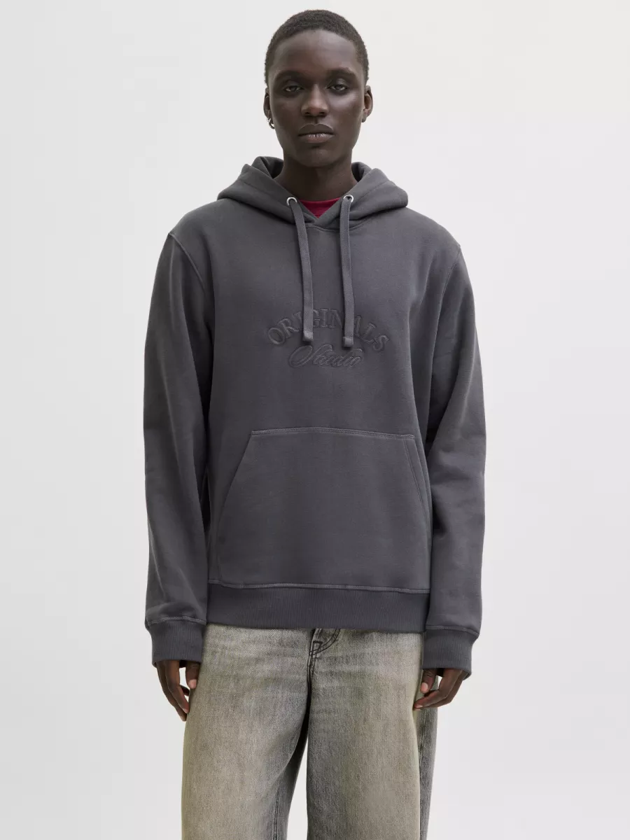 JACK & JONES-JORBLEECKER BRANDING SWEAT HOOD BF-12285796-Asphalt-GRIJS