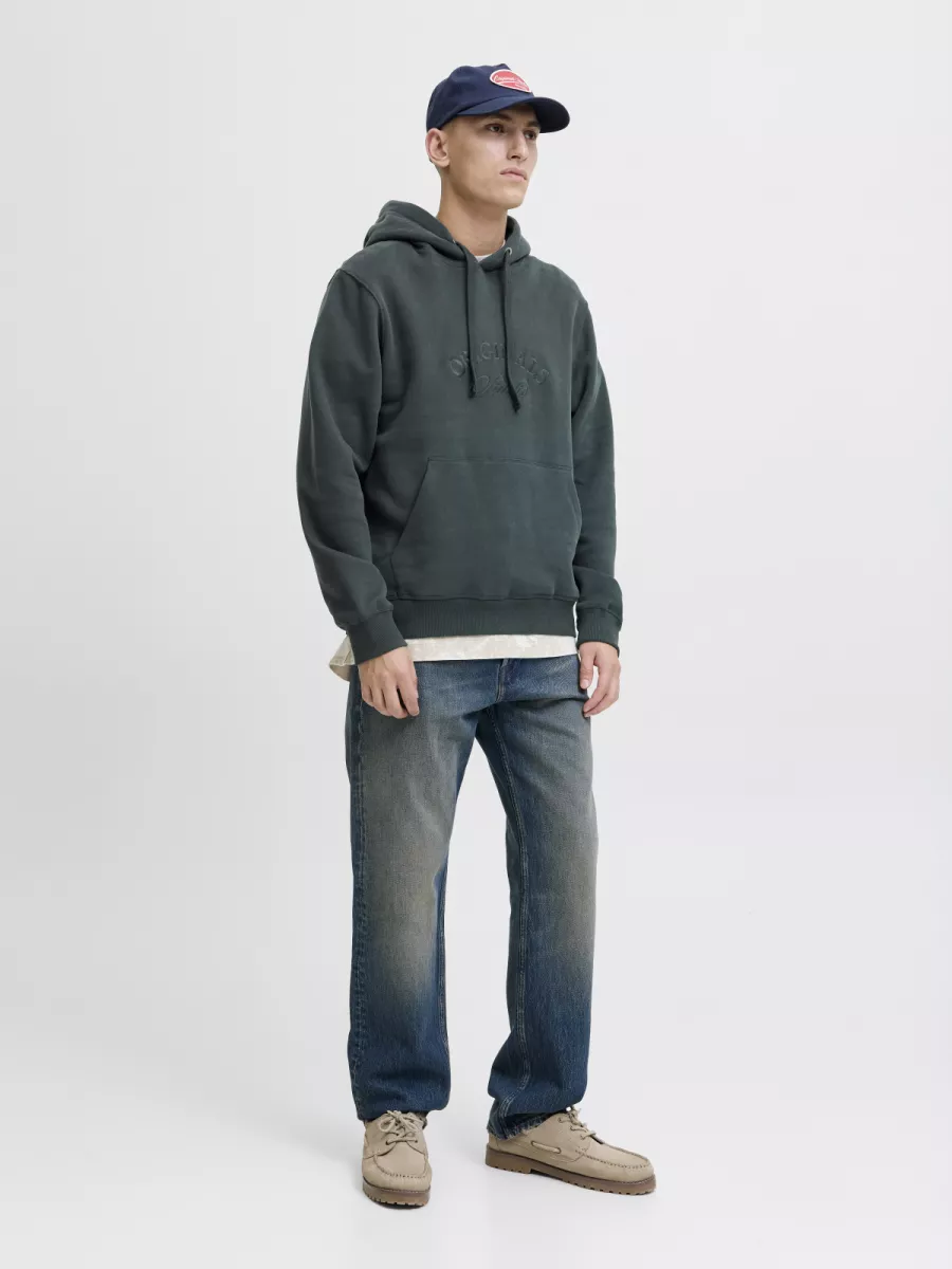 JACK & JONES-JORBLEECKER BRANDING SWEAT HOOD BF-12285796-Forest river-GROEN