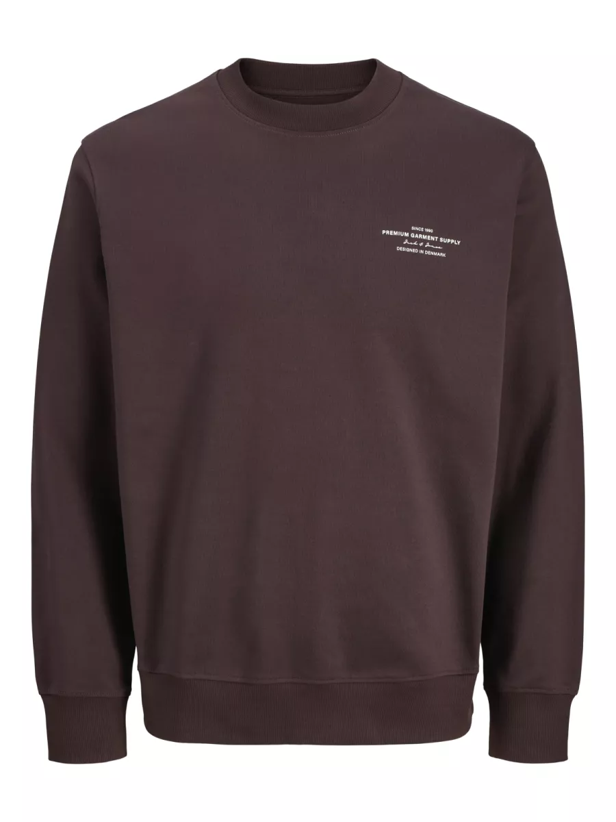 JACK & JONES-JPRBLACHAD BRANDING SWEAT CREW NECK-12261386-Chocolate plum-CHOCOLADE