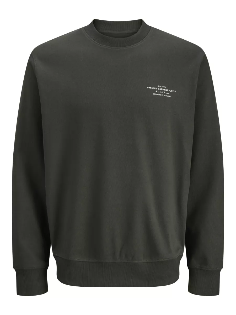 JACK & JONES-JPRBLACHAD BRANDING SWEAT CREW NECK-12261386-Peat-GROEN